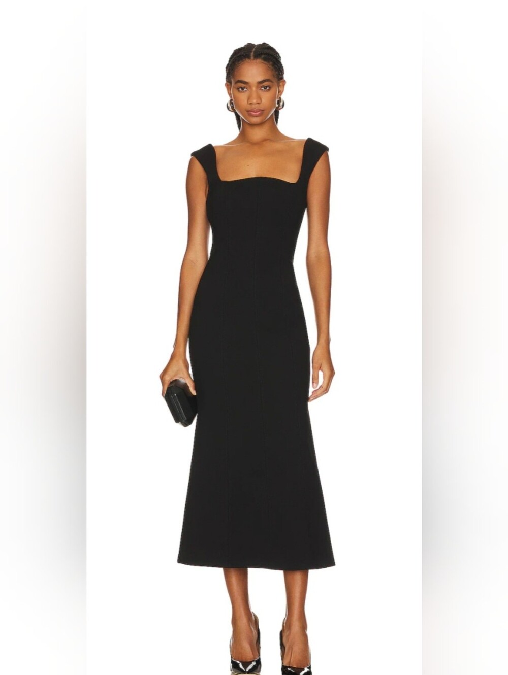 REVOLVE  Elliatt Perri Black Square-Neck Midi Dress